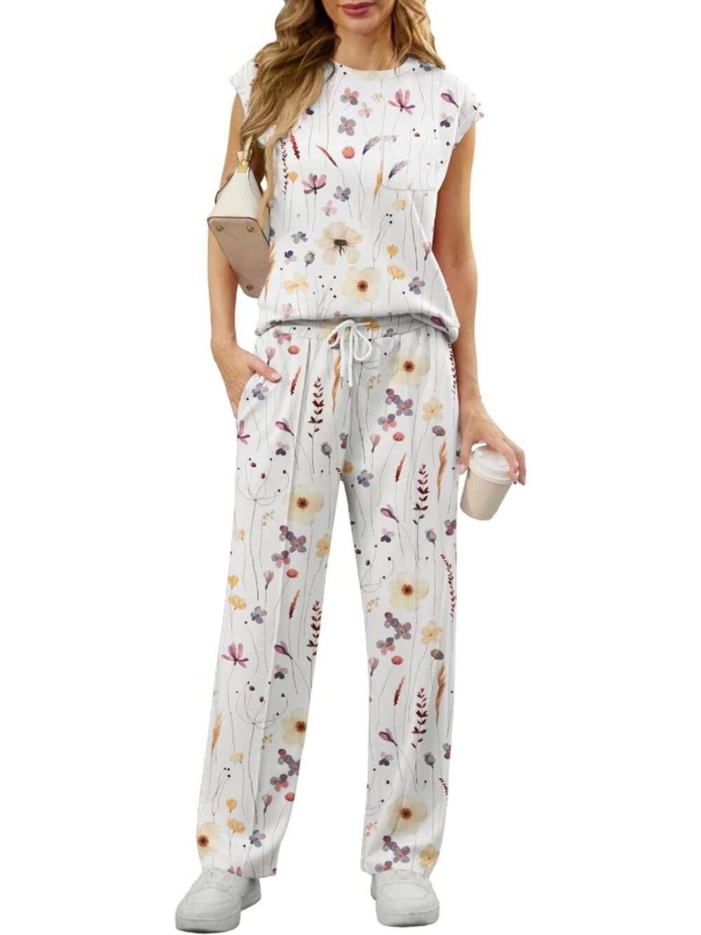 Summer Lounge Set for Women | 2-Piece Sleeveless Sweatsuit with Pockets & Wide